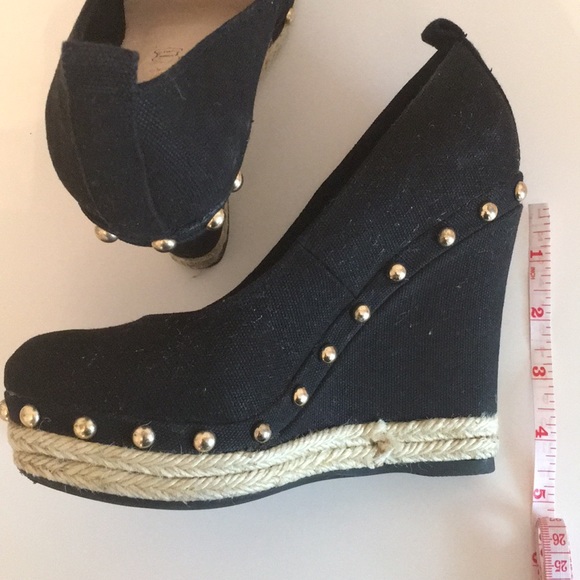 Aldo black studded canvas wedges - Picture 5 of 5